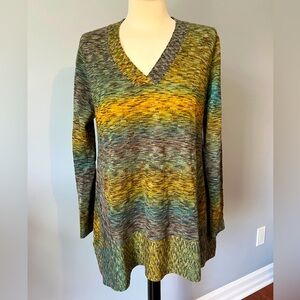 LOGO Lori Goldstein Ombre Sweater Medium Green Gold Brown A343836